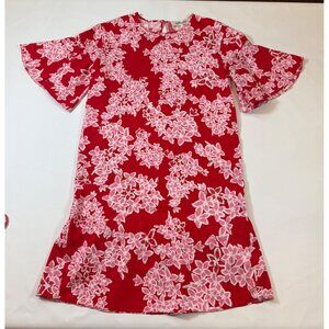 Diane Von Furstenberg Red Pink Floral Print Dress Small FLAW (bin ii89)